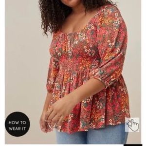 Torrid SIZE 2 (16W) - TEXTURED JERSEY SMOCKED WAIST TOP